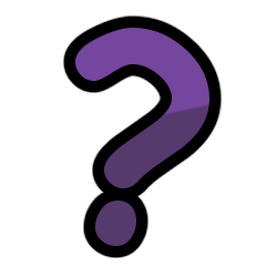 a purple question mark with black outline.